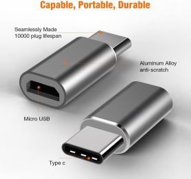 6 pack USB 3.1 Type C Male to Micro USB Female Adapter Converter Connector USB-C(black)
