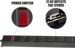 Bosonshop Surge Protector Power Strip with Outlets and USB Charging Ports 6-Foot Cord for Home, Office -Black (1, 12 outlets)