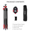 Zomei T60 Portable Tripod with Phone Clip and Bluetooth Remote Control Black Red--YS