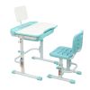 80Cm Hand-Operated Lifting Table Top Can Tilt Children's Study Table And Chair Blue- Green (With Reading Frame Without Lamp)