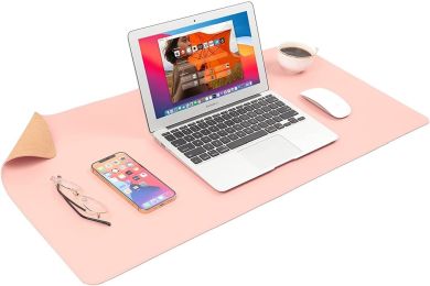 Large Mouse Pad Cork & Leather Desk Pad,Non-Slip 31.5"x 15.7" Laptop Desk Table Protector,Double-Sided Keyboard pad,for Office/Home/Gaming