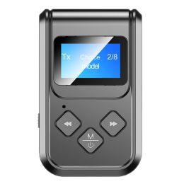 Bluetooth 5.0 2-in-1 Receiver Transmitter LCD Screen Hands-Free Call Adapter