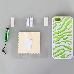 Zebra Cell Phone Case with Stylus Pen (Color: Green)