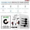 Charger Universal Adapter Multi Outlet Port 4 USB Phone Power All in One Multi Cable Multiple Phone Charge 2.1 Amp Wall Plug White 5 Core UTA W
